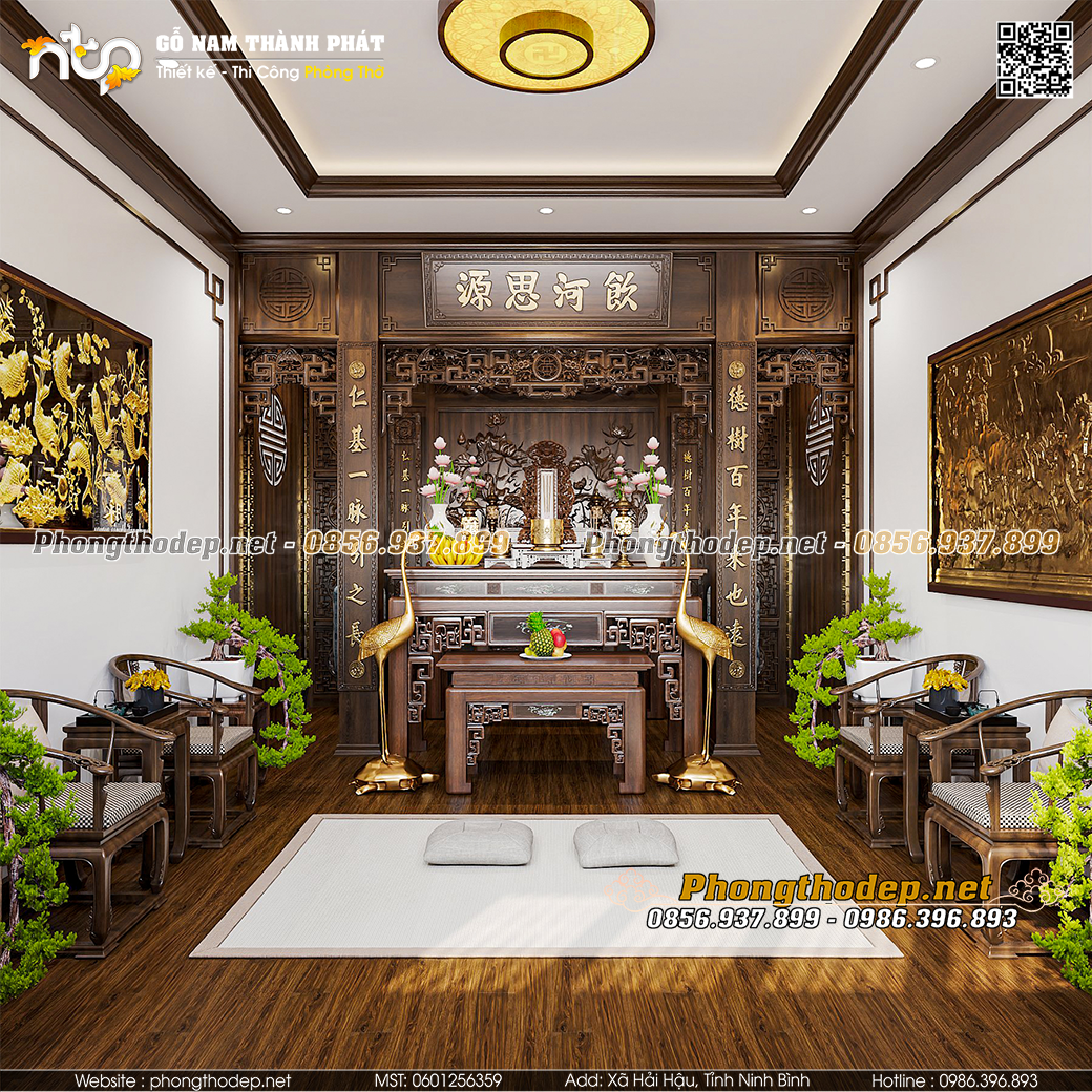 Mẫu thiết kế thờ Phật kết hợp thờ gia tiên